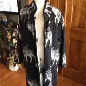 Full length reversible wool blanket coat